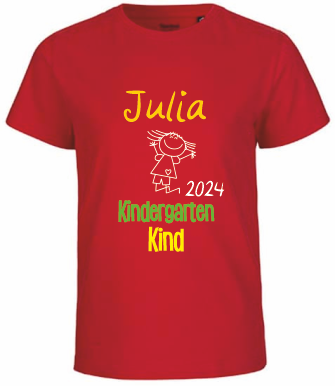 Kindergarten T-Shirt mit Namen rot - zum Schließen ins Bild klicken
